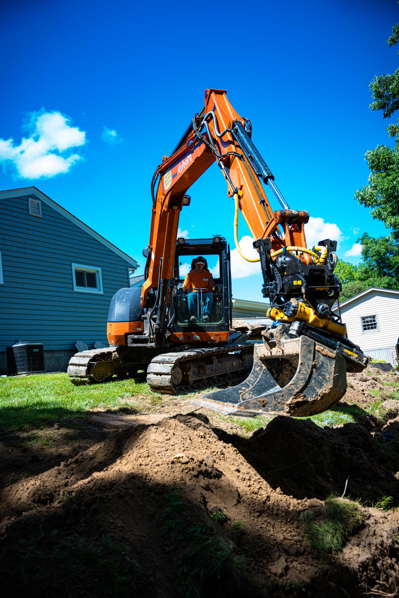 Septic tank being installed in Lancaster, Ohio